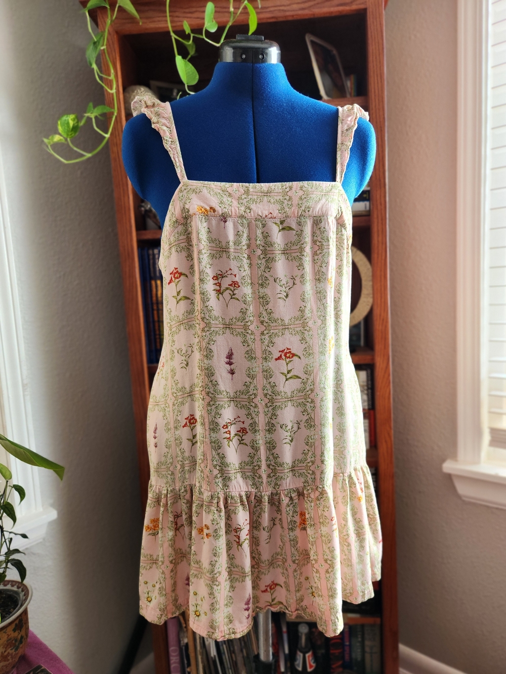 Aguabendita Pink Floral Tiered Mini Dress - Size L